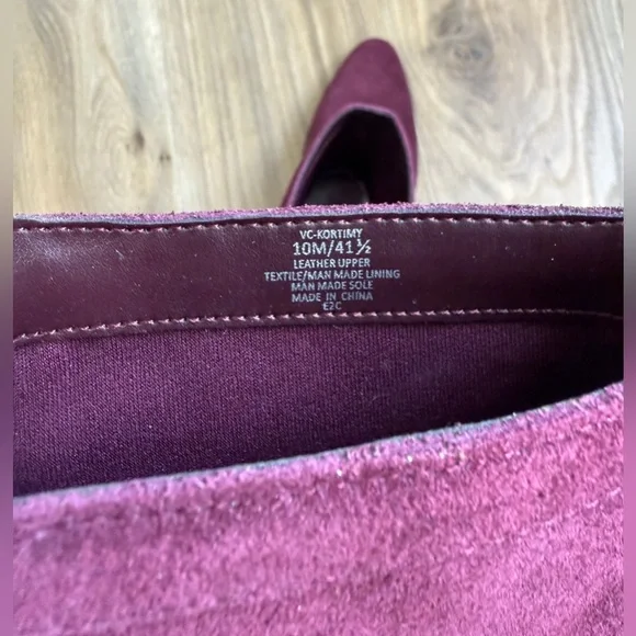 Vince Camuto Kortney Burgundy Suede Ankle Boots Block Heel Size 10M / 41.5 NWOB - Picture 8 of 8
